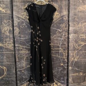 Vintage Y2K Babydoll Empire Waist Floral Maxi Dress Women Size 8 Dark Romance